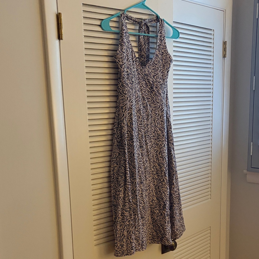 Elegant Pact Black and Tan Animal Patterned Halter Dress with pockets!